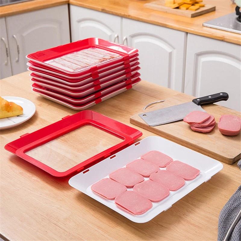 6pcs Creative Vacuum Food Preservation Tray Plate Storage Organizer by Bowlift