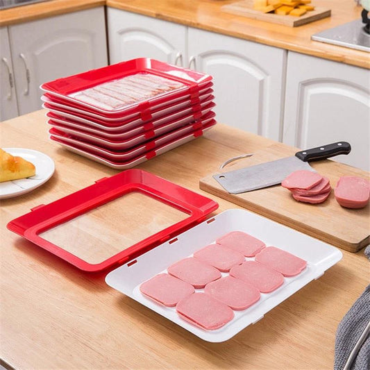 6pcs Creative Vacuum Food Preservation Tray Plate Storage Organizer by Bowlift