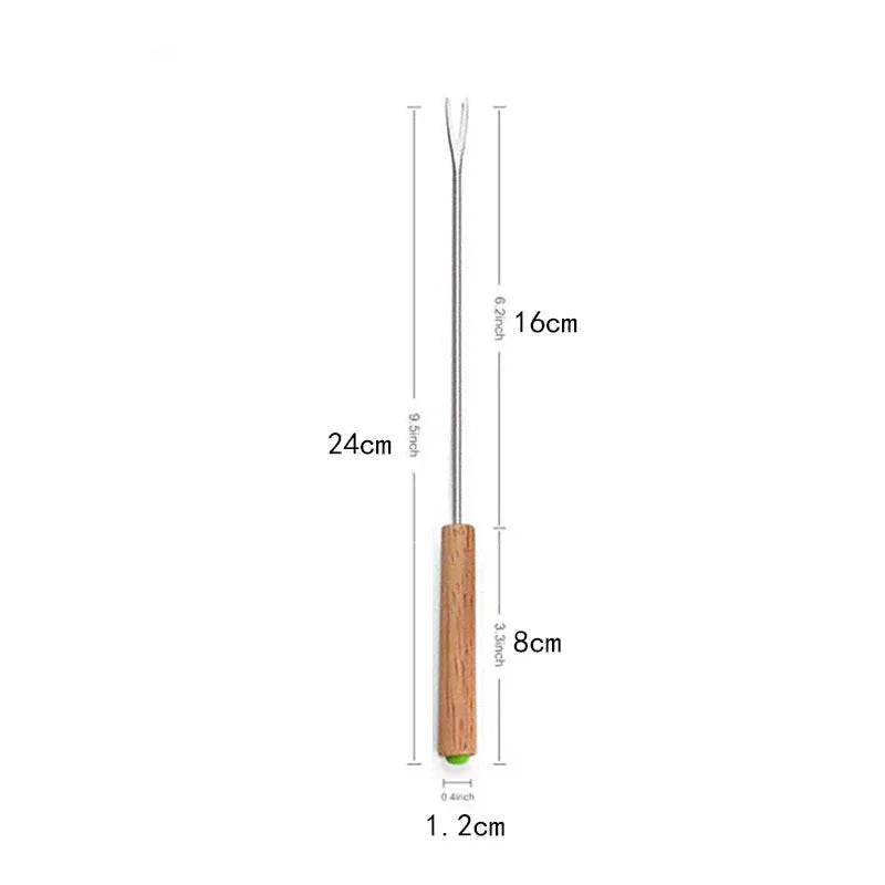 6Pcs Stainless Steel Forks with Wooden Handle for BBQ Campfire Grill by Bowlift