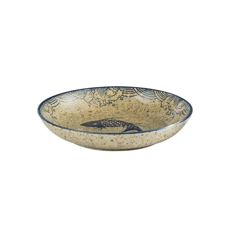 7" and 8" Underglaze Ceramic Round Plate Household Kitchen Tools by Bowlift