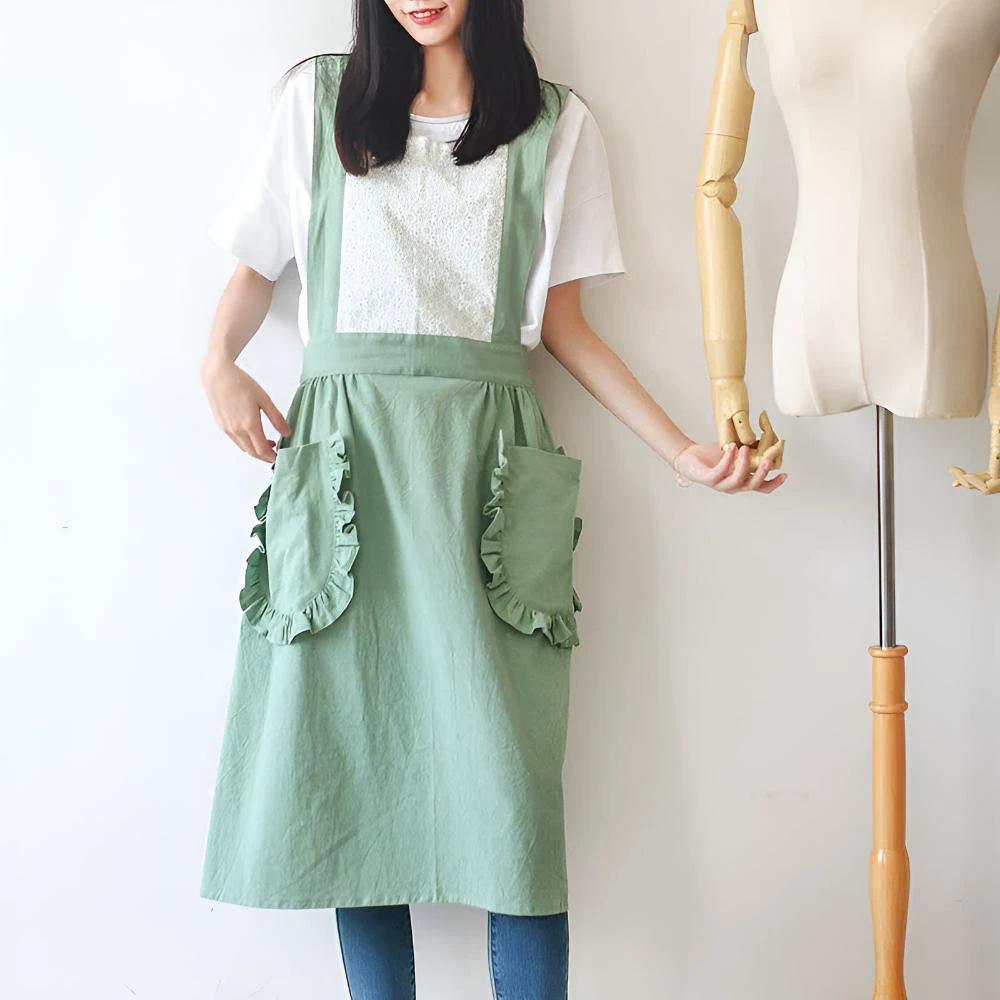Chic Ruffle Pocket Apron by Casa & Beyond