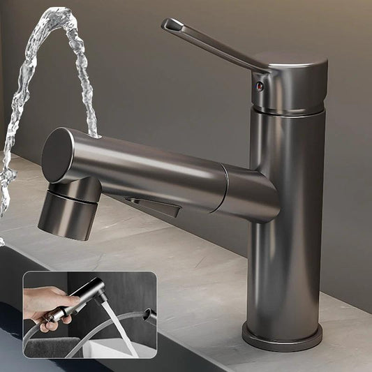Bathroom Vessel Faucet Swivel Spout Single Handle Faucet with Pull-Out Spray Head by BowLift