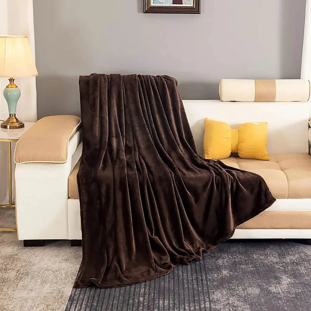 Fleece Large Sofa Throw Light Weight Faux Fur Blanket Bowlift by Bowlift