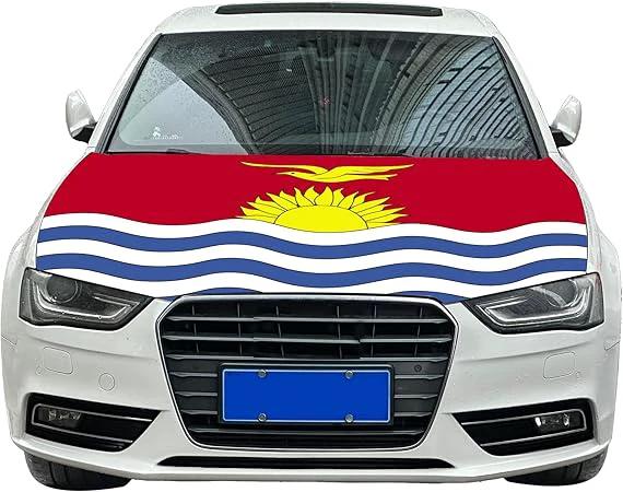 Kiribati Country NationCar Hood Cover Flag ,Engine Flag of Portugal,3.3X5ft/6X7FT, 100% Polyester Elastic Fabrics Can be Washed Suitable for large SUV and Pickup Trucks by flagsshop