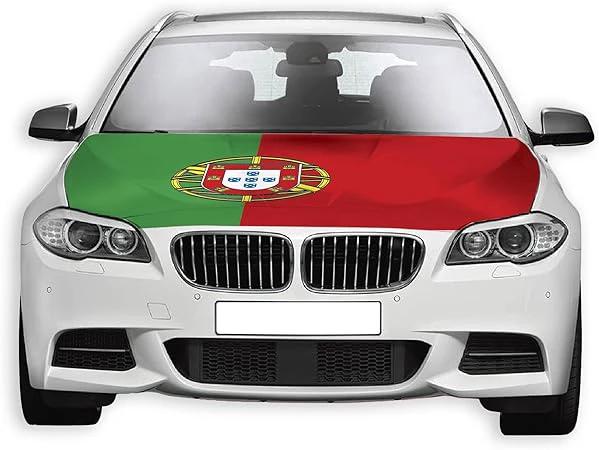 Car Auto Hood Cover with Hood Cover Flag ,Engine Flag of Portugal,3.3X5ft/6X7FT, 100% Polyester Elastic Fabrics Can be Washed Suitable for large SUV and Pickup Trucks by flagsshop