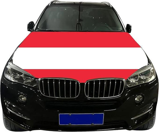Austria Car Hood Cover Flag ,Engine Flag of Austria,3.3X5ft/6X7FT, 100% Polyester Elastic Fabrics Can be Washed Suitable for large SUV and Pickup Trucks（3.3X5FT) by flagsshop