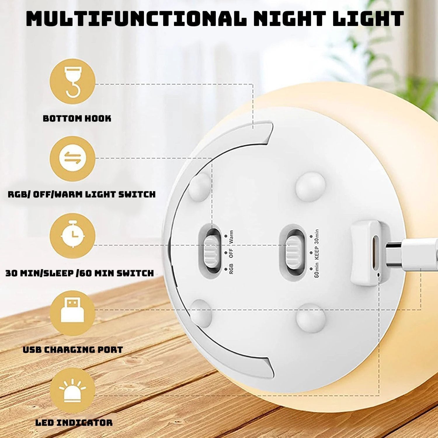 Breastfeeding Night Light | Soft BPA-Free Silicone Touch Lamp with Eye-Friendly Stepless Dimmer by BowLift