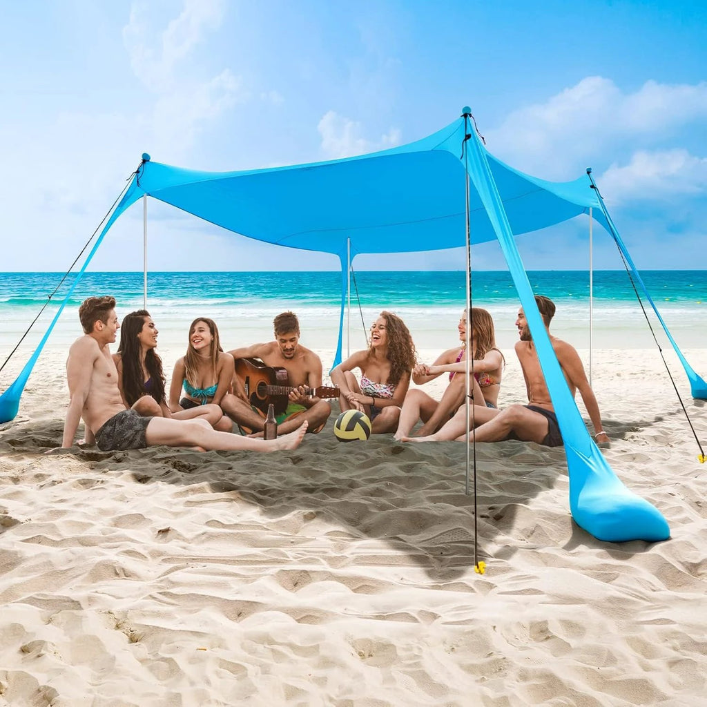 UPF50+ Family Beach Tent with Aluminium Poles and Sand Anchors by BowLift