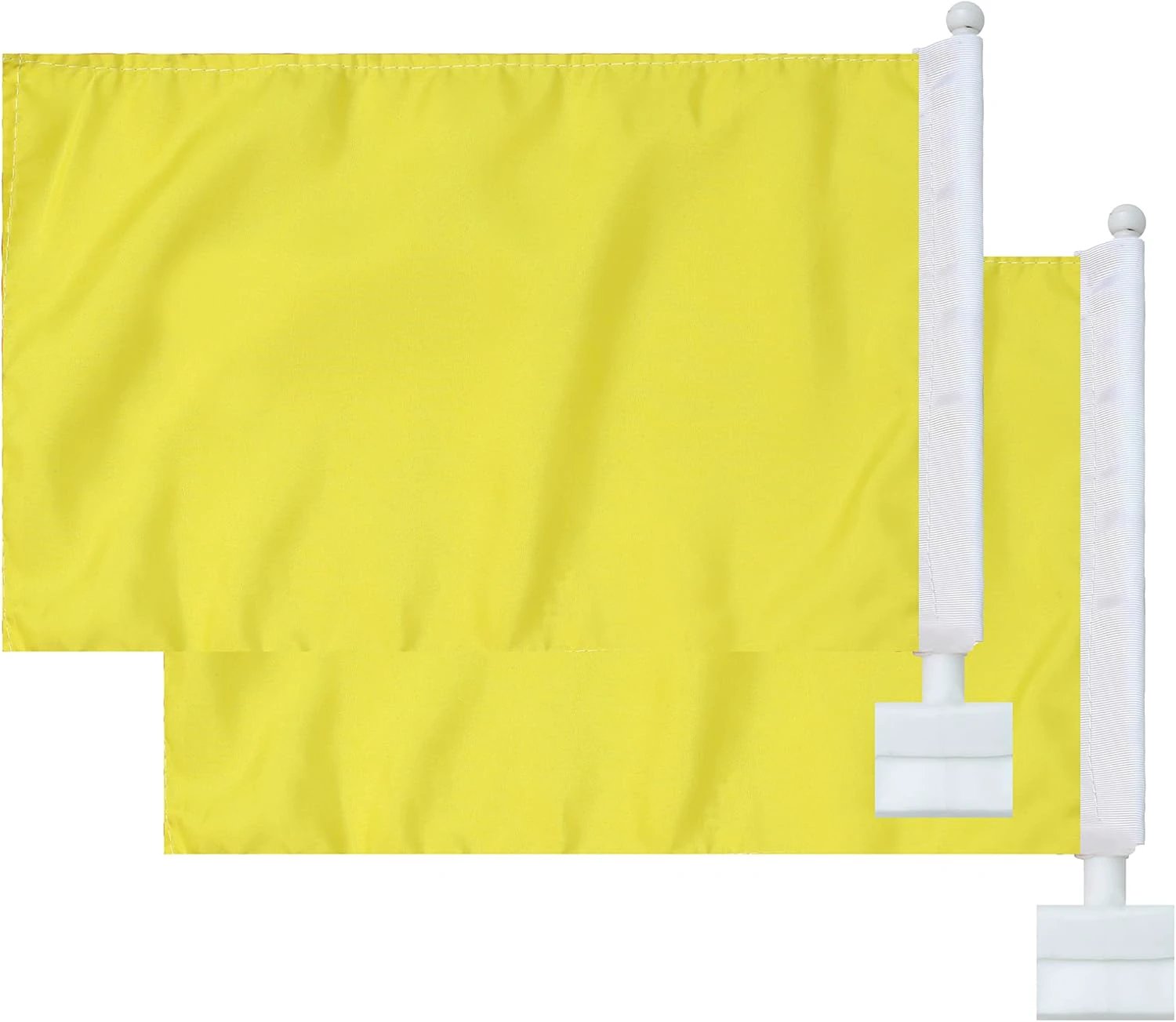 Yellow Color Flag Car Window Flag of Yellow 11X18 Inch(28x46cm) 100% Polyester, Pure yellow flag With Strong White Flagpole by flagsshop