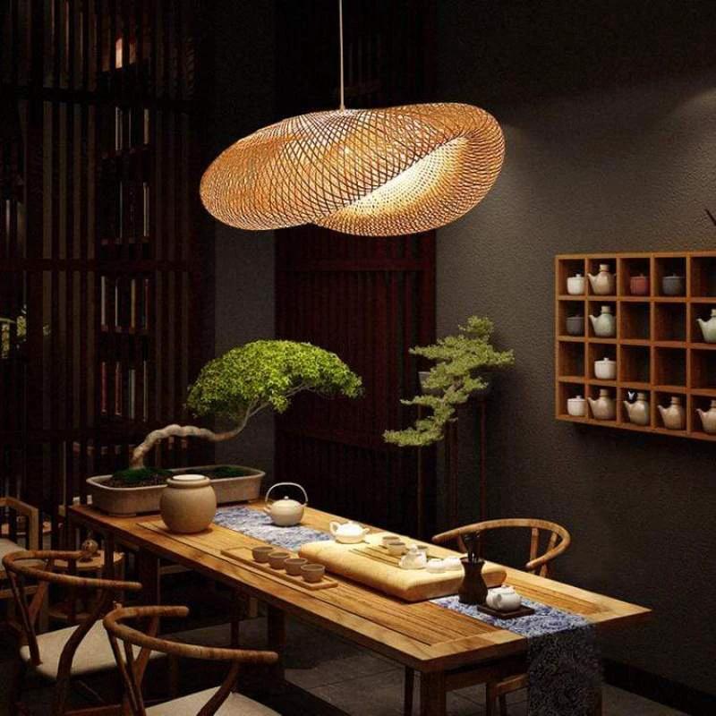 ZenGlow Handwoven Bamboo Pendant Light Bowlift by Bowlift