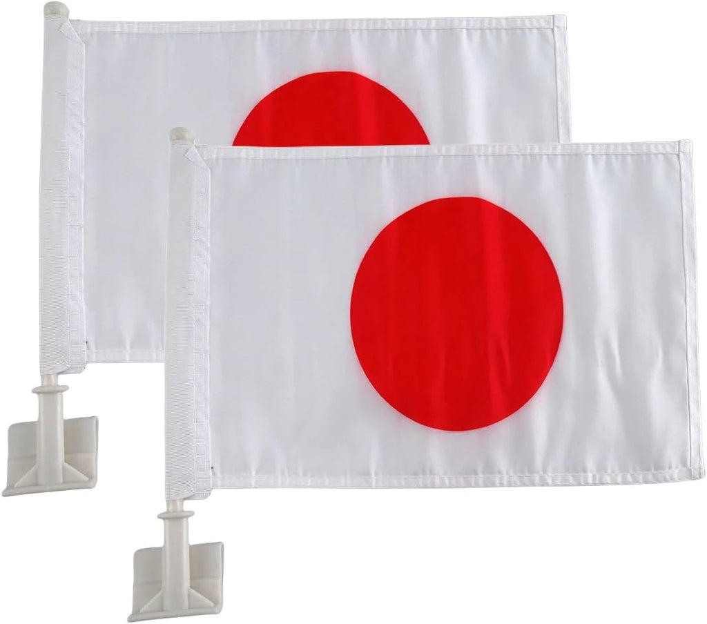 Japanese Flag Car Window Flag of Tapan 11X18 Inch(28x46cm) 100% Polyester, Strong White Flagpole by flagsshop