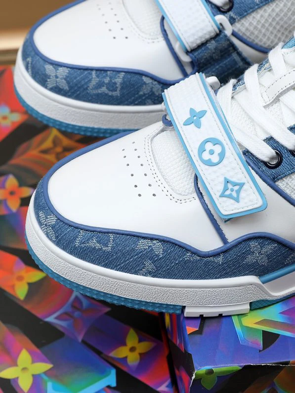 Luxury Virgil Trainer Sneakers Shoes Signature Blue White Monogram by Air Jordan