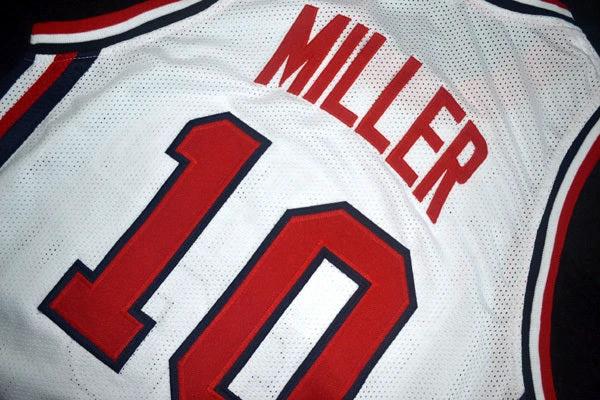 Reggie Miller Jersey #10 Team USA Basketball Navy White by My store basketball
