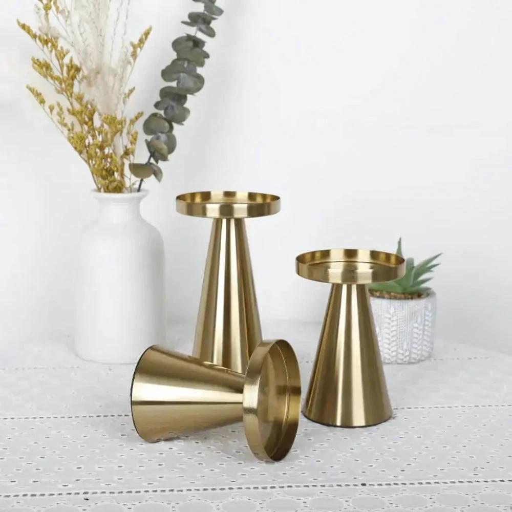 Elegant Brass Candle Holders | Set of 3 by Casa & Beyond