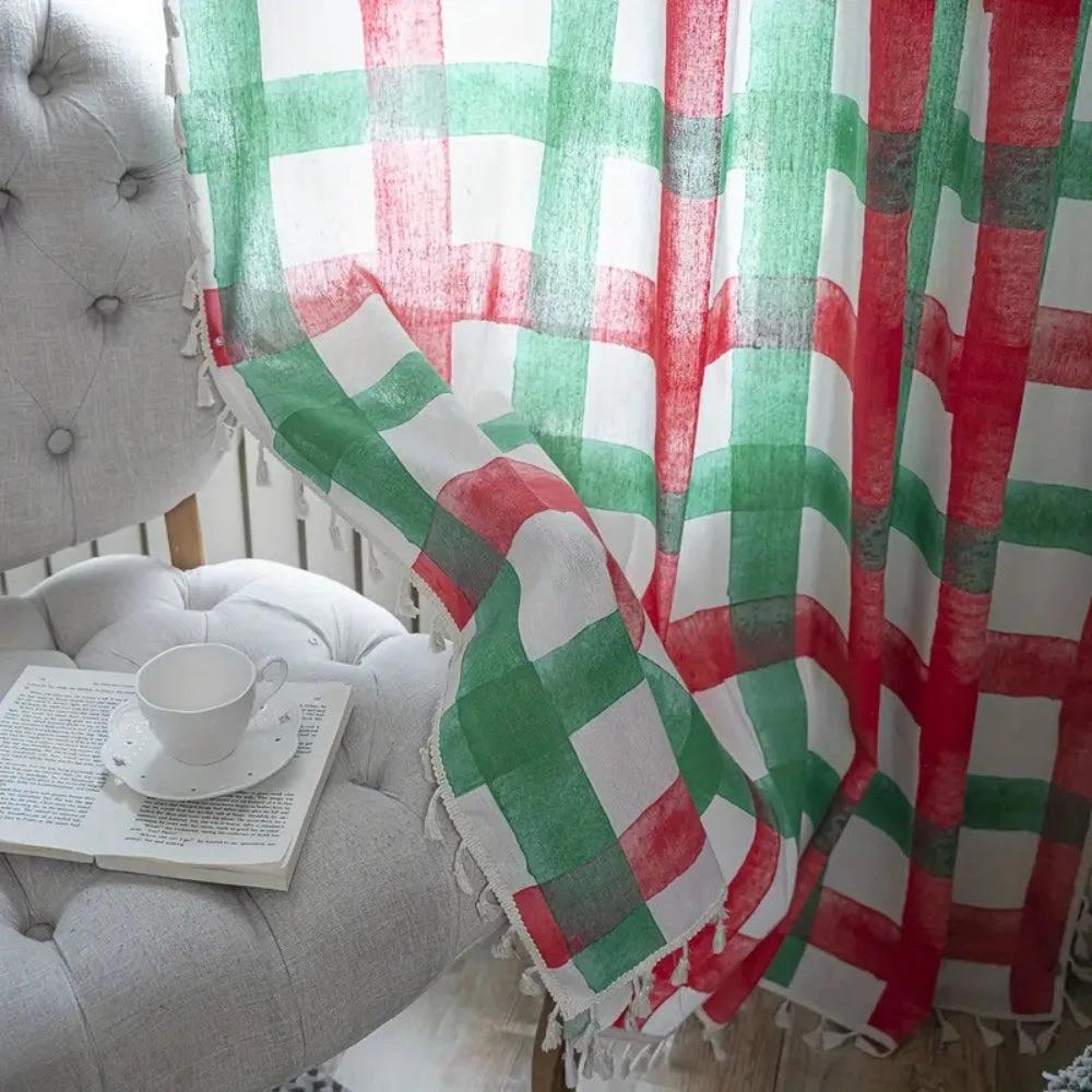 Merry & Bright Plaid Semi-Shading Curtain by Casa & Beyond