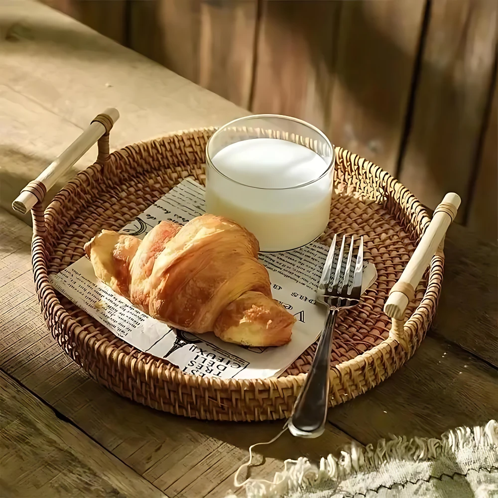 Handcrafted Rattan Serving Tray by Casa & Beyond