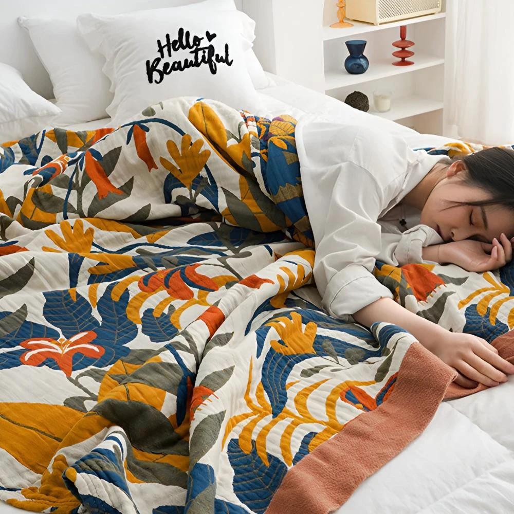 Sunrise Flora Cotton Blanket by Casa & Beyond