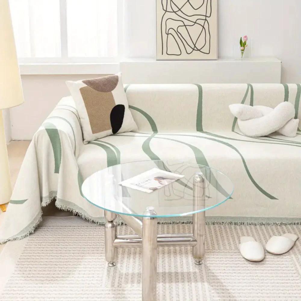 Wave Lines Chenille Sofa Covers by Casa & Beyond