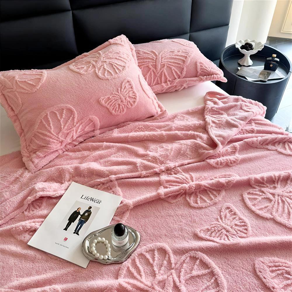 Butterfly Jacquard Flannel Blanket by Casa & Beyond