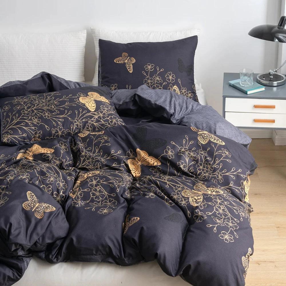 Valora Midnight Butterfly Duvet Cover | 3pcs Set by Casa & Beyond