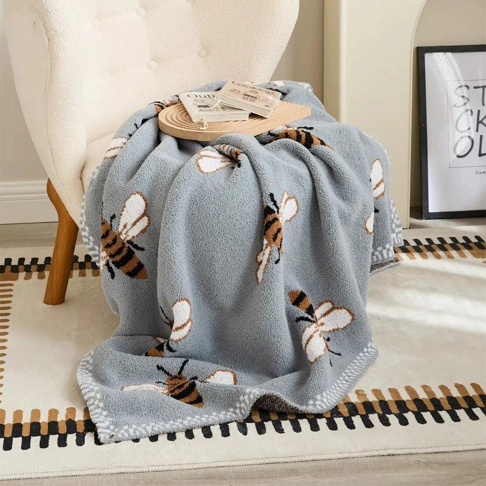 Fuzzy Bee Pattern Throw Blanket by Casa & Beyond