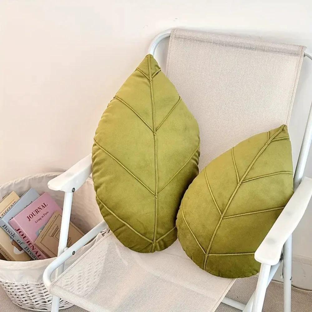 Verdant Flourish Leaf Shaped Cushion by Casa & Beyond