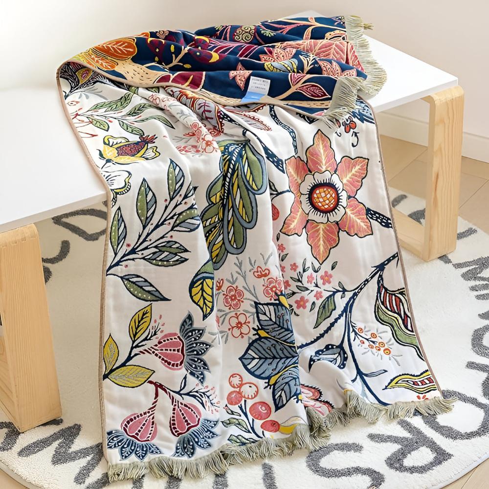 Reversible Garden Bloom Bath Towel by Casa & Beyond