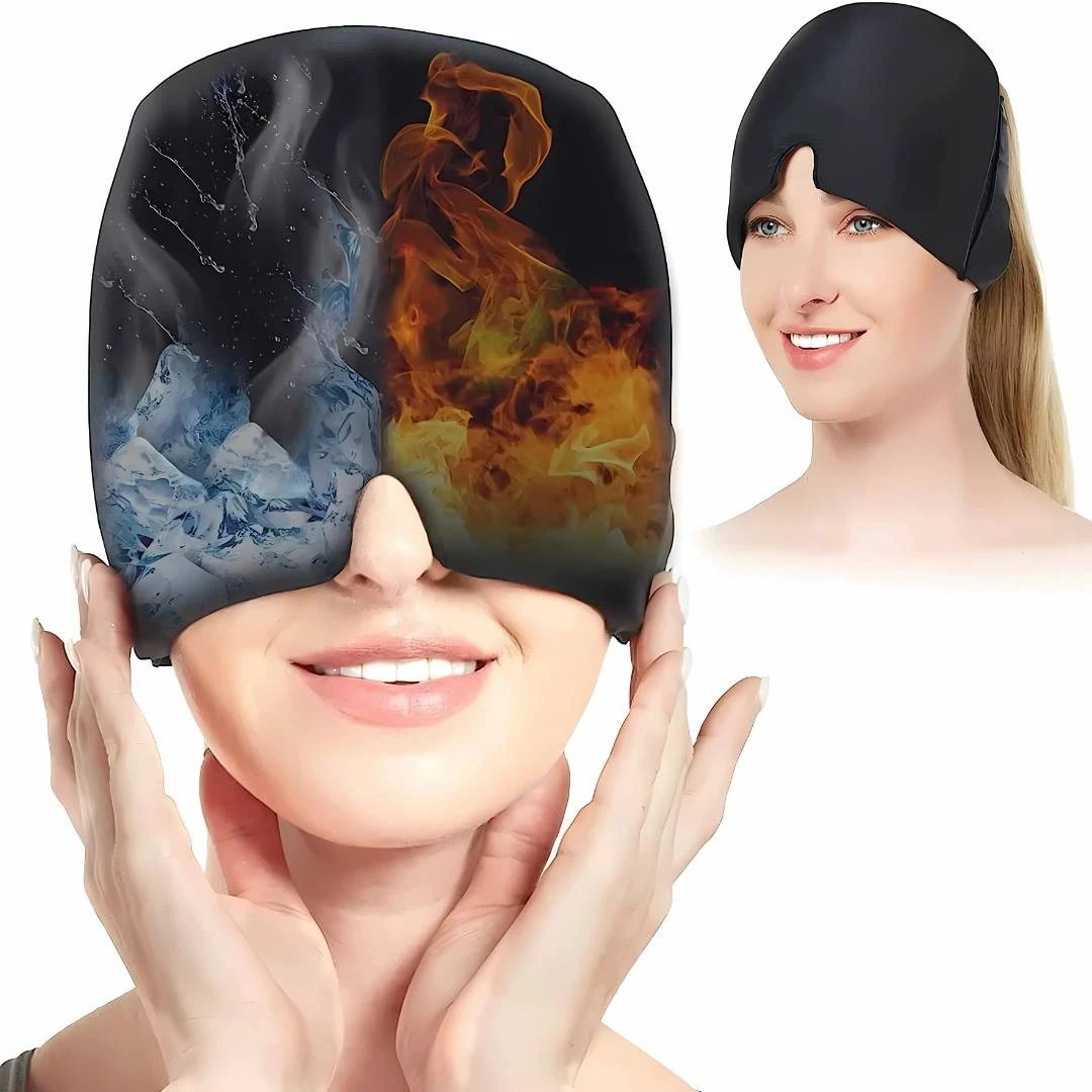 MigraSoothe Gel Hood Instant Headache and Migraine Relief | Cooling Comfort, Pressure Therapy & Light Blocking for Anytime Use Bowlift by Bowlift