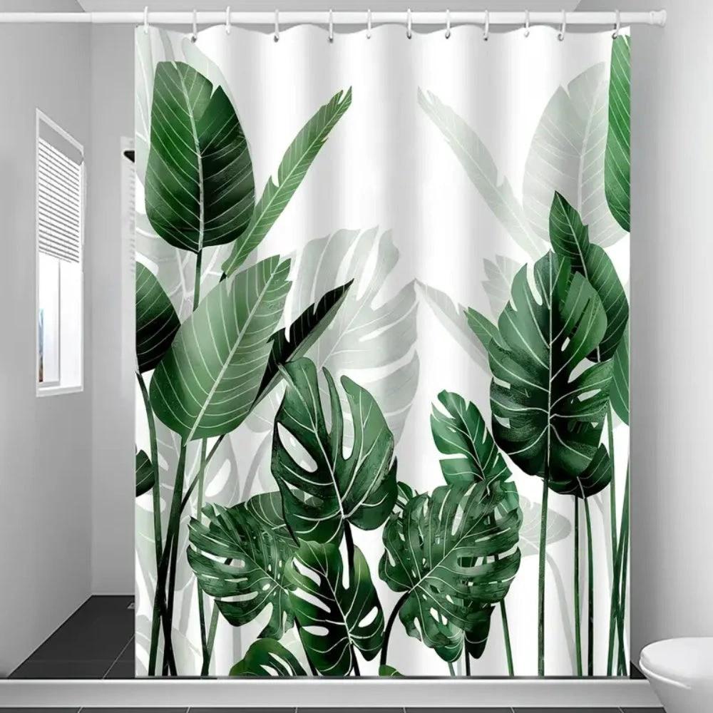 Tropical Monstera Leaves Shower Curtain by Casa & Beyond