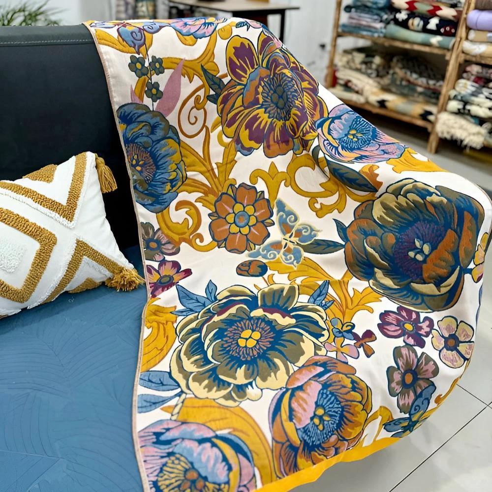 Blooming Flowers Reversible Bath Towel by Casa & Beyond