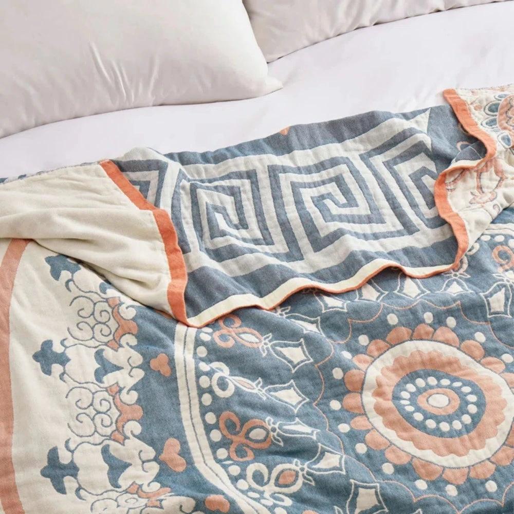 Santorini Mandala Cotton Blanket by Casa & Beyond