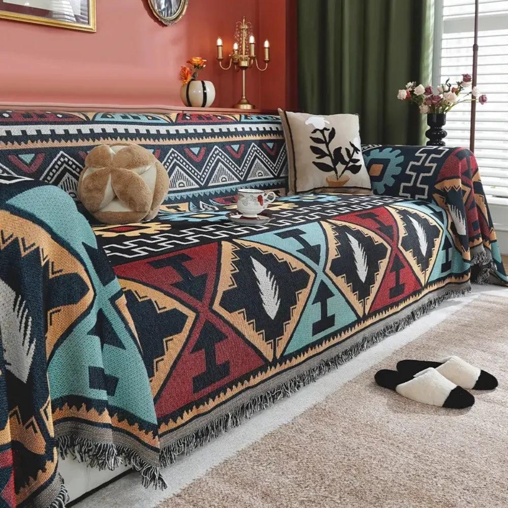 Aztec Geometric Pattern Sofa Cover by Casa & Beyond