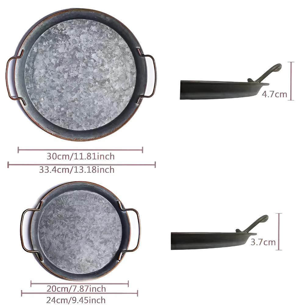 Retro Round Metal Dinner Serving Trays by Casa & Beyond