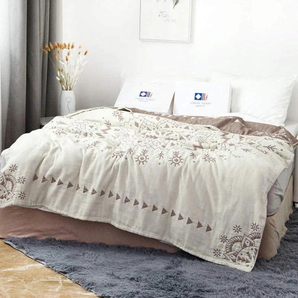 Mandala Art Pattern Reversible Cotton Blanket by Casa & Beyond
