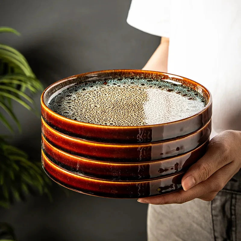 7.5" Ceramic Dumpling Dish Plate Round Tray Dinner Tableware Plate by Bowlift