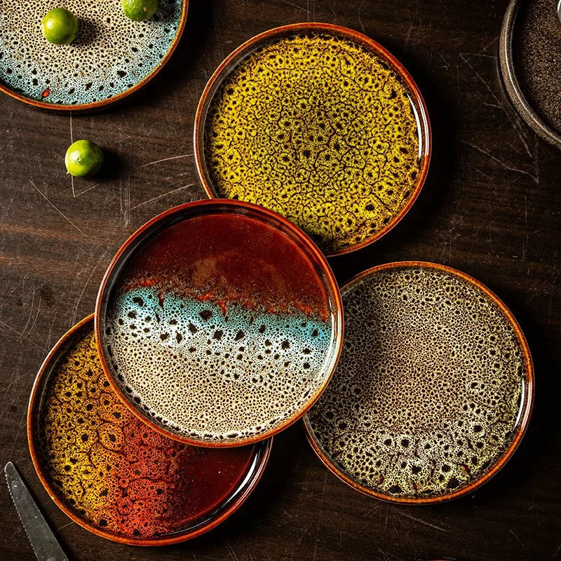 7.5" Ceramic Dumpling Dish Plate Round Tray Dinner Tableware Plate by Bowlift