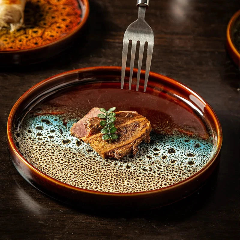 7.5" Ceramic Dumpling Dish Plate Round Tray Dinner Tableware Plate by Bowlift