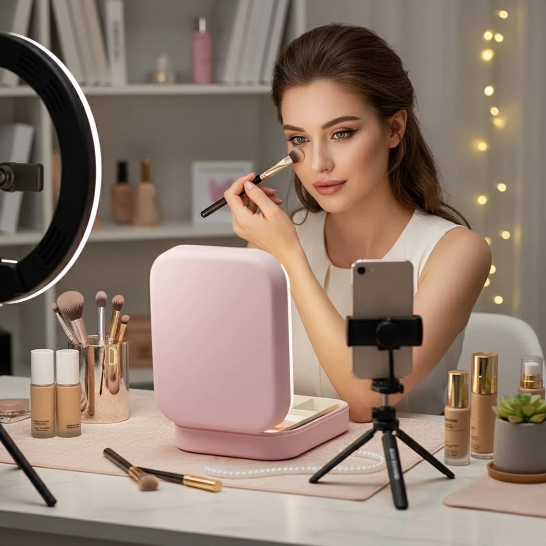 LED Light Mirror – Adjustable Angle – Organiser for Beauty Lovers – Bright Lighting for Flawless Look Bowlift by Bowlift