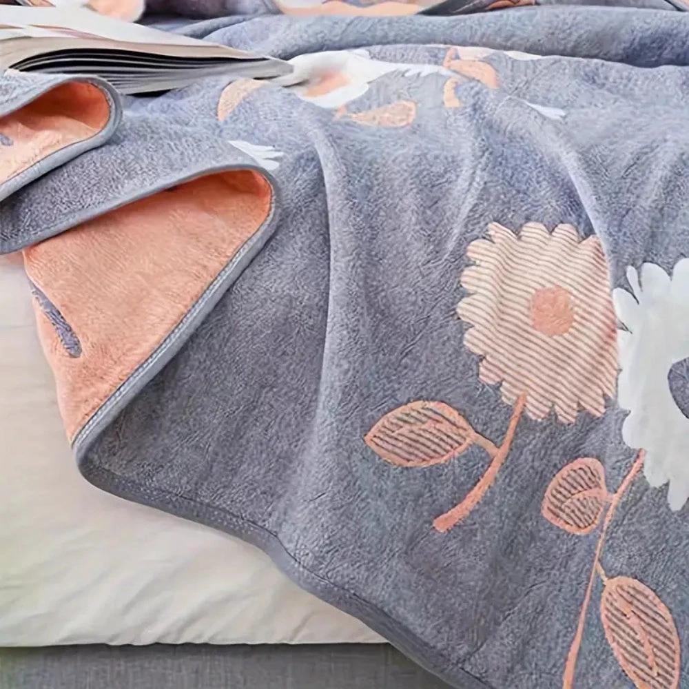 Zyphara Reversible Cotton Floral Blanket by Casa & Beyond