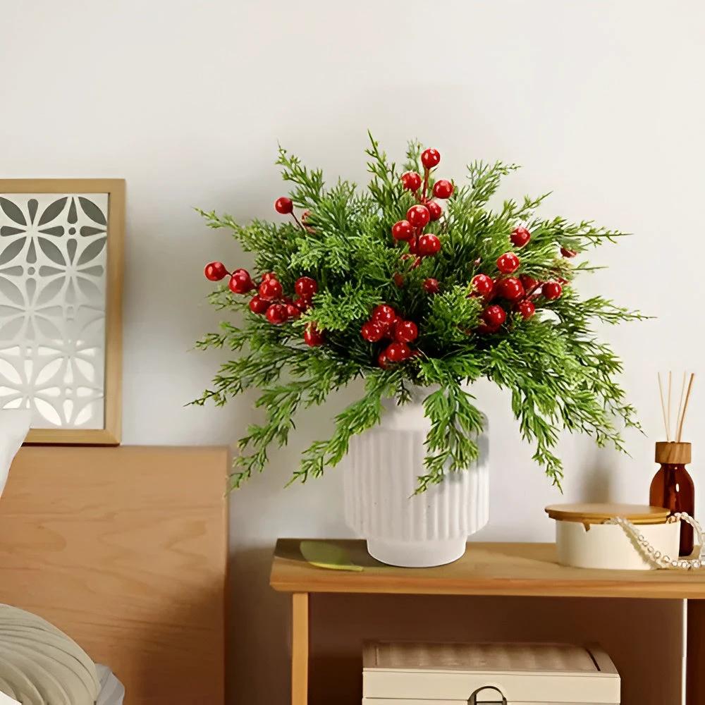 Artificial Pine Branches with Red Berries by Casa & Beyond