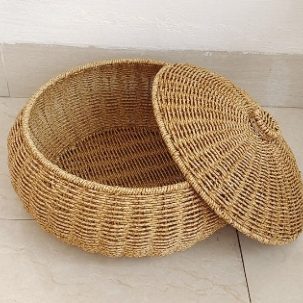 Dome-Shaped Knitted Rattan Basket with Lid by Casa & Beyond