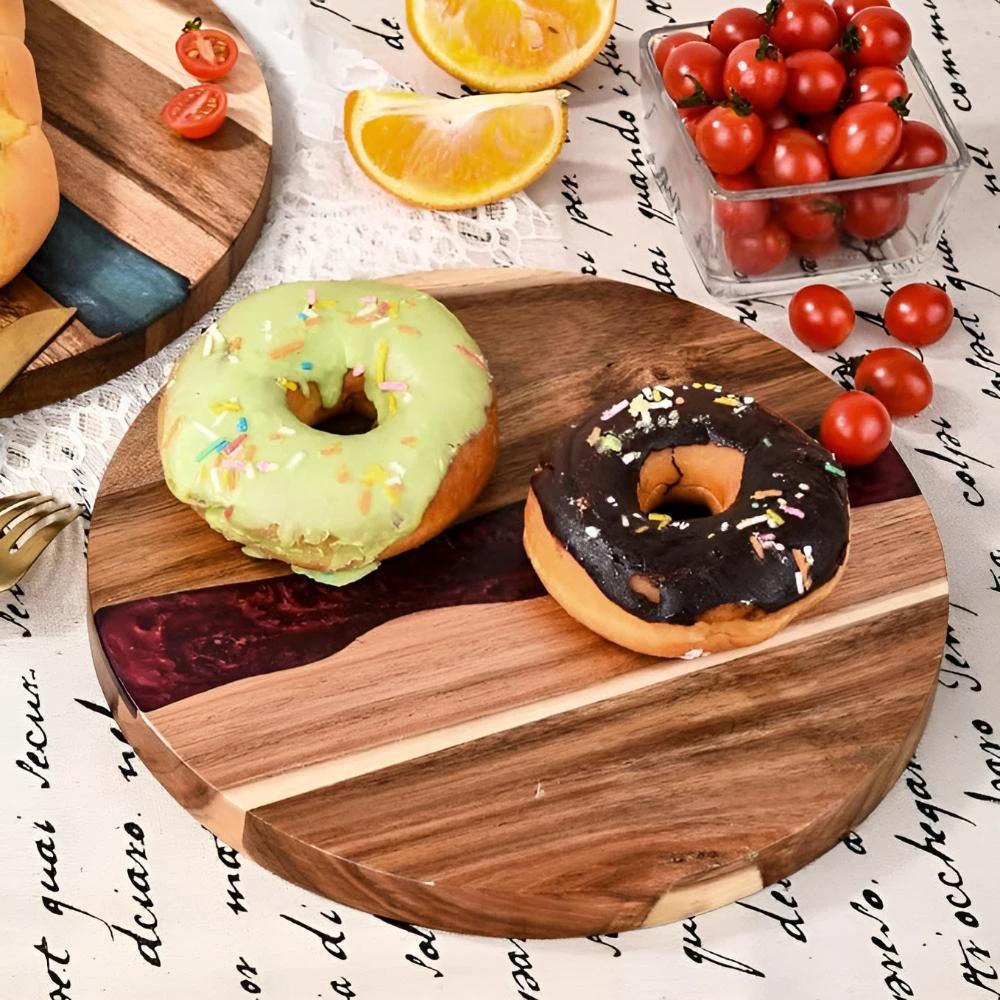 Artisan Epoxy Round Wood Chopping Board by Casa & Beyond