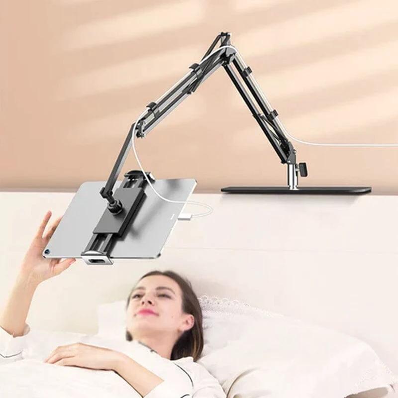Hidden, extendable table tablet and phone holder by Bowlift