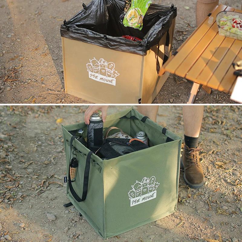 Foldable multifunctional trash can for outdoor use by Bowlift