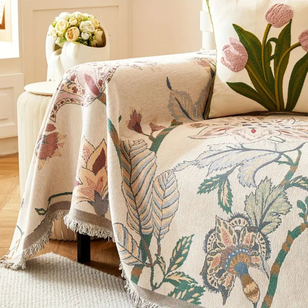 Amara Floral Reversible Sofa Cover by Casa & Beyond