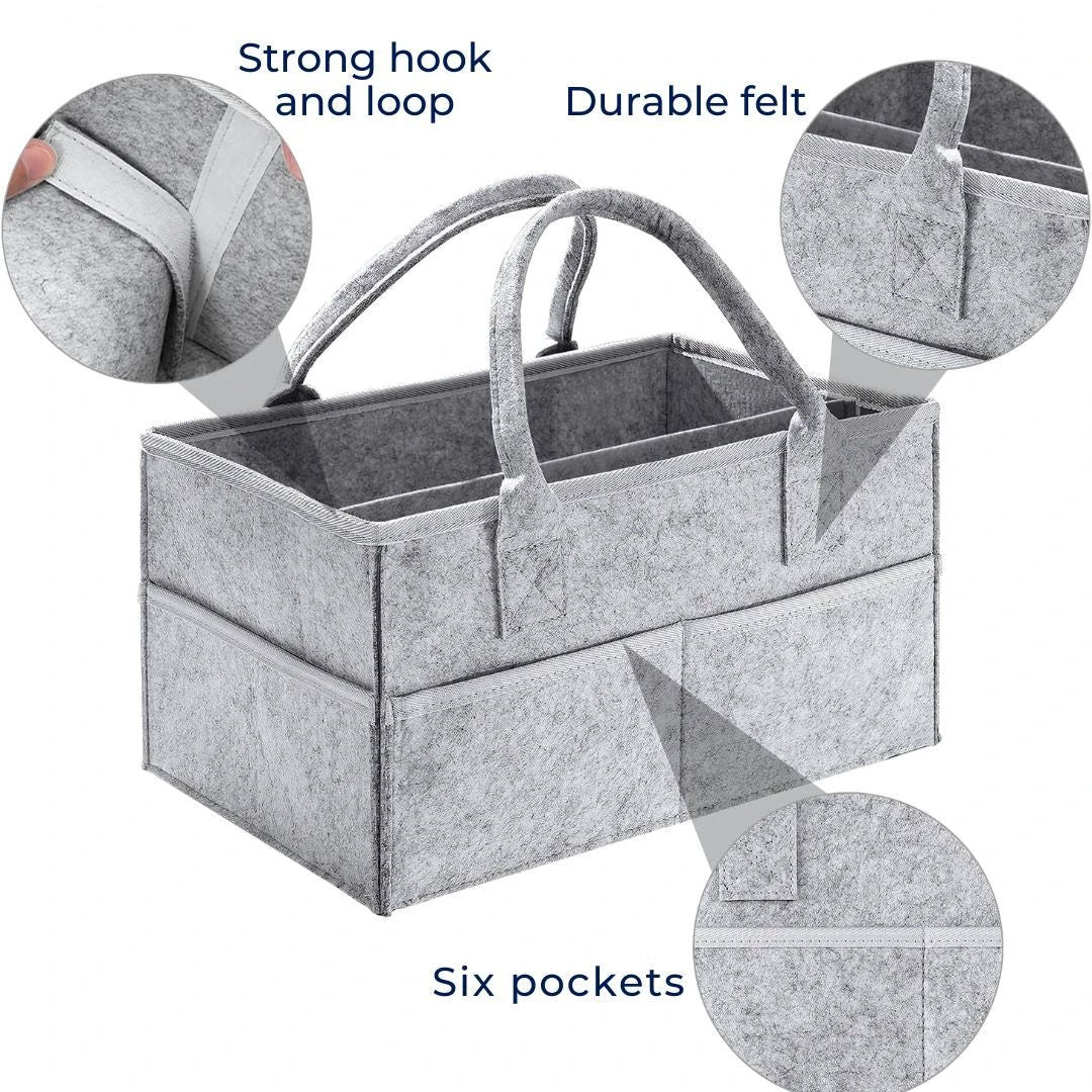 NappyNest | Nappy Organiser Caddy – Easy‑Clean Dividers – Water‑Resistant Felt – Large Capacity – Portable Storage for Parents Bowlift by Bowlift