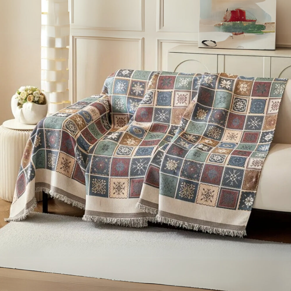 Geneva Boho Knitted Sofa Cover by Casa & Beyond