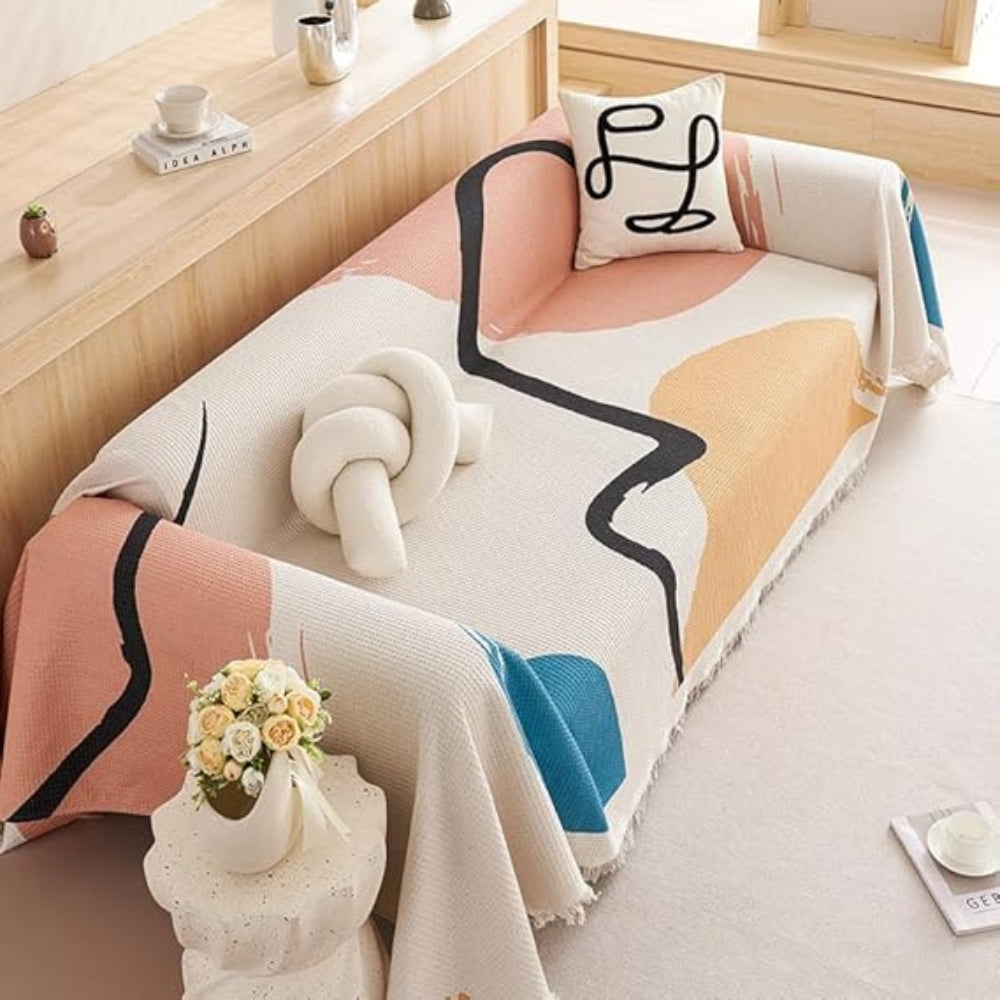 Lumiere Abstract Tasseled Sofa Cover by Casa & Beyond