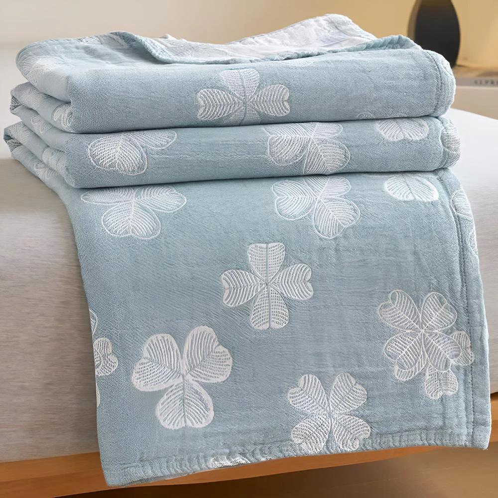 Four Clover Leaf Cotton Blanket by Casa & Beyond