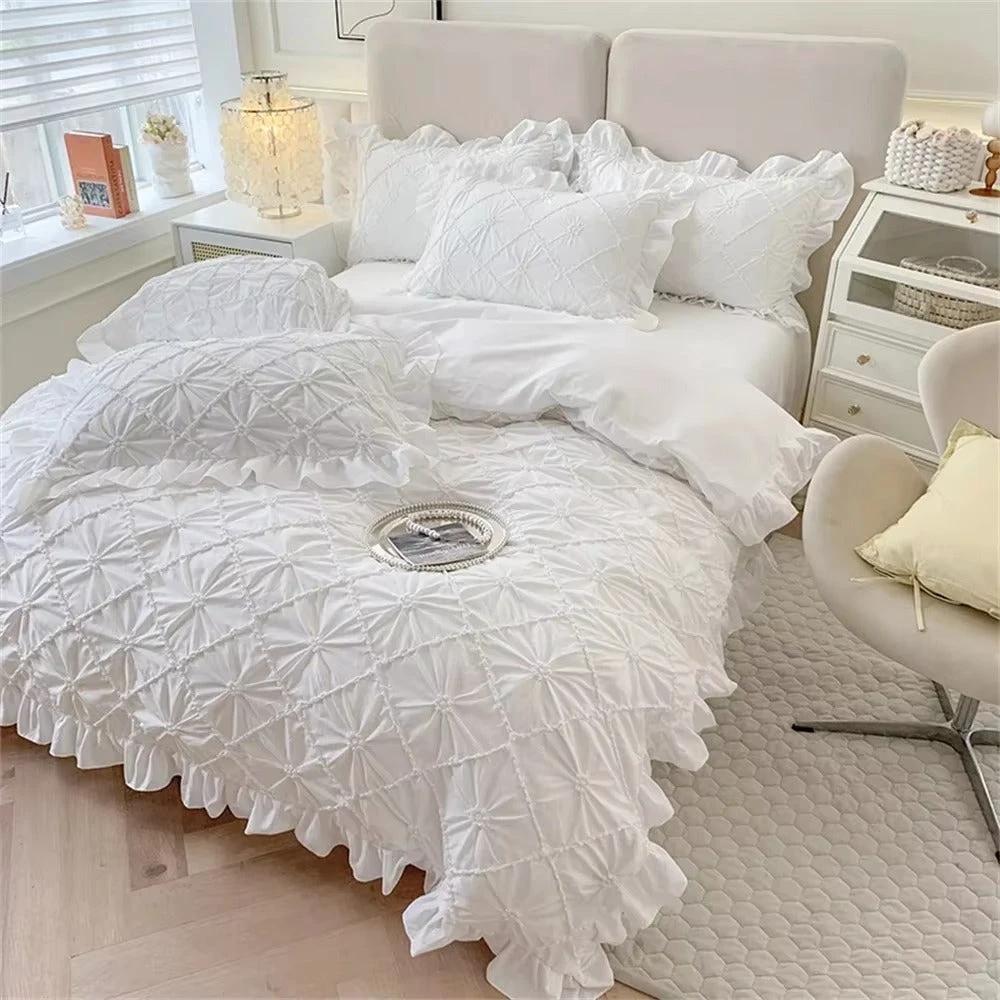 Belle Cotton Plush Ruffle Bedding | 4pcs Set by Casa & Beyond